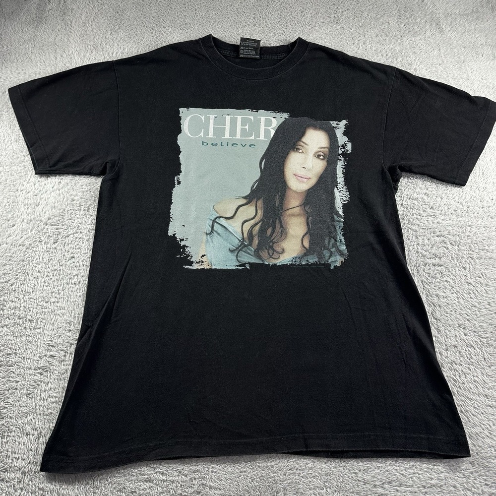 Vintage 90s Cher Believe‎ Tour Shirt Mens Large Black Offical Merch 1999